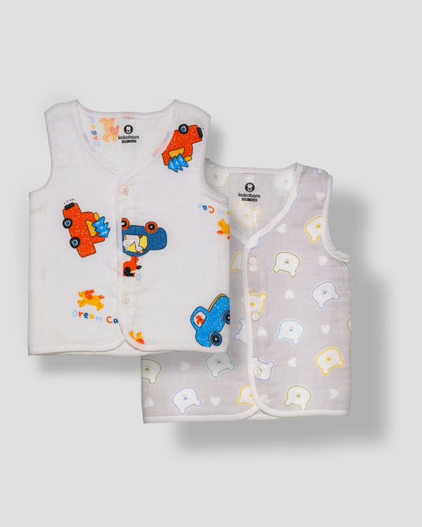KOKOBARA Jhabla Cuddle Cub & Skate Squad Pure Muslin | Pack of 2