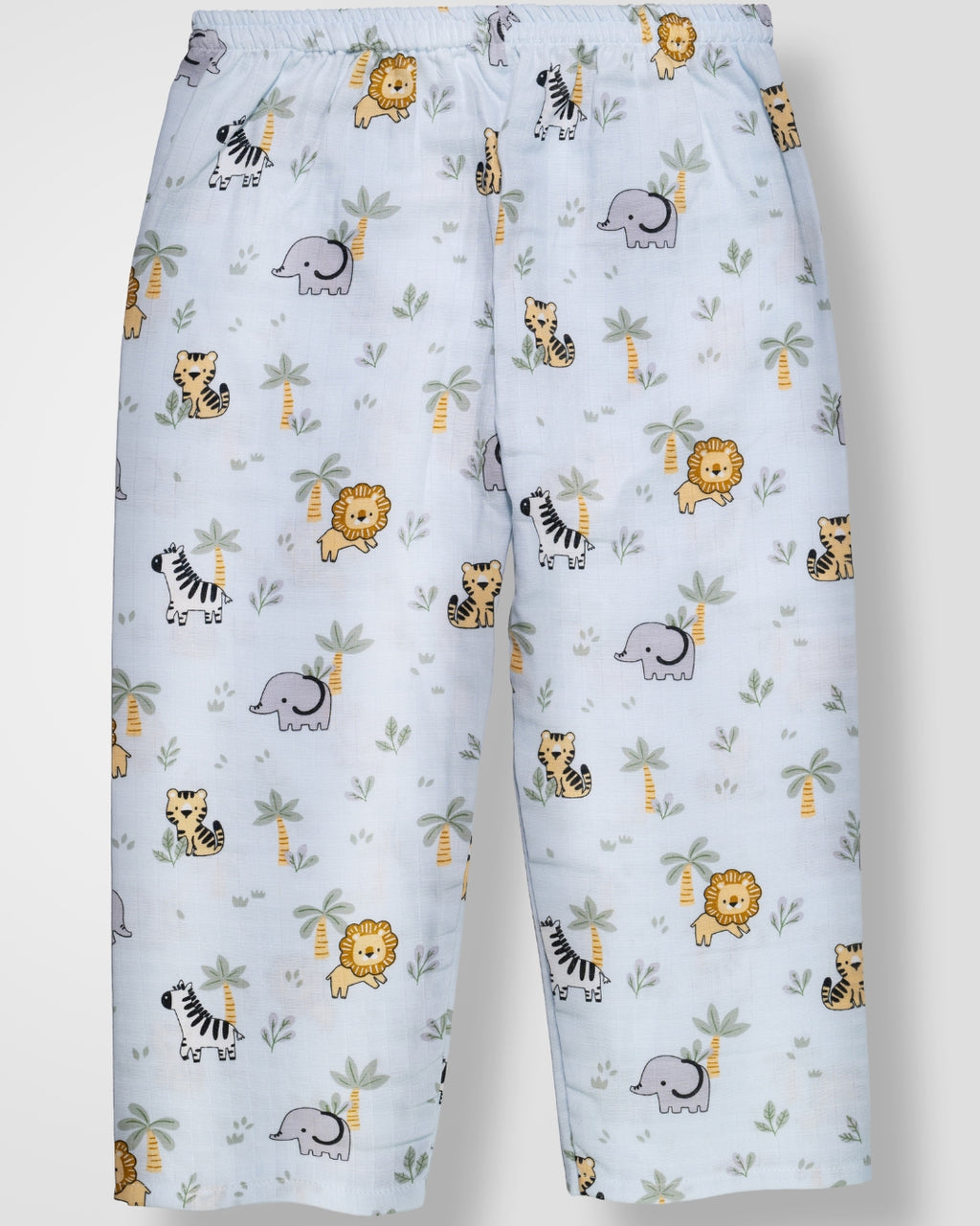 KOKOBARA 2 PCS Premium Muslin Animal Safari Night Suit | Ocean Blue