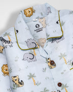 Kokobara 2 PCS Muslin Animal Safari Night Suit - Ocean Blue fit detail