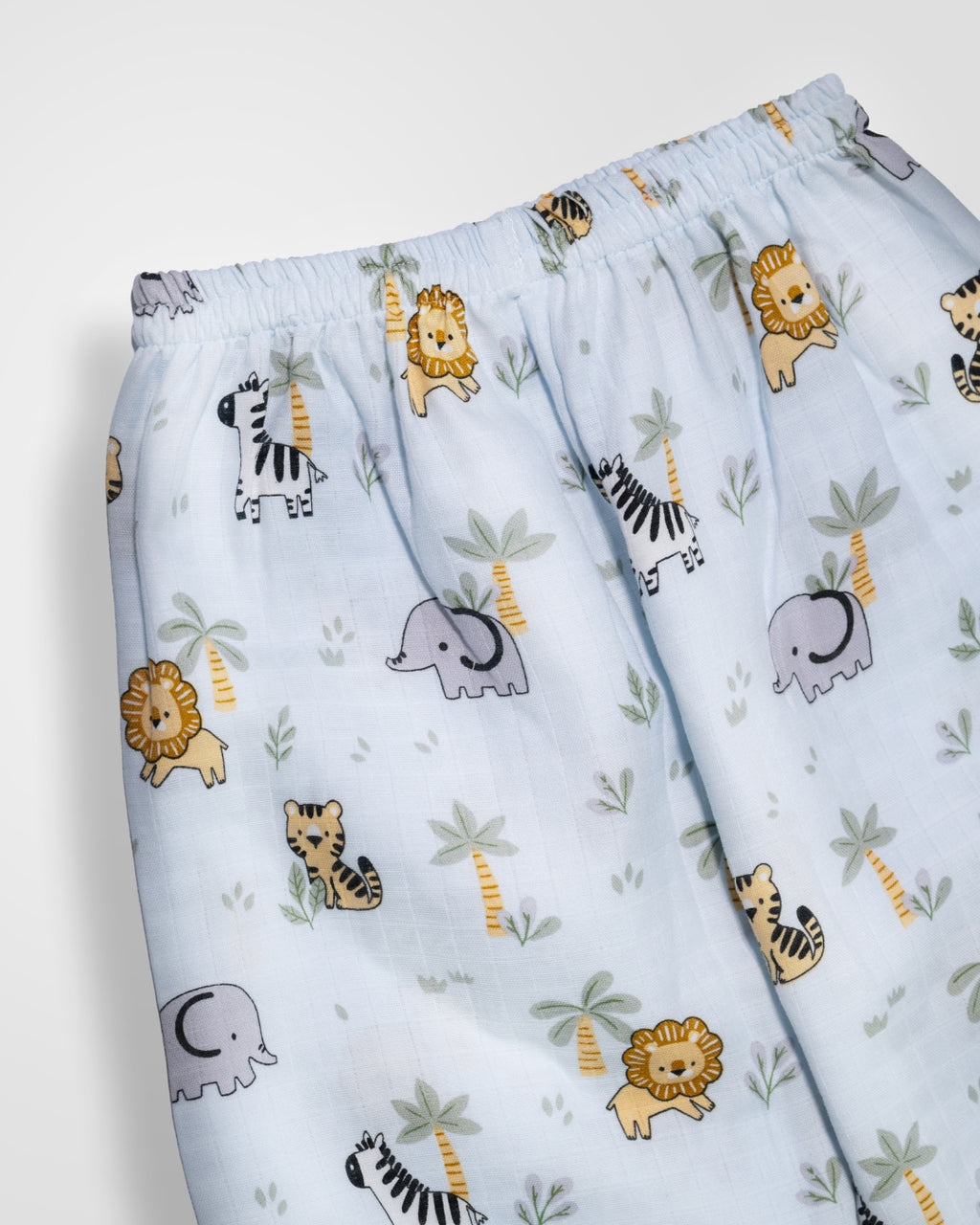 KOKOBARA 2 PCS Premium Muslin Animal Safari Night Suit | Ocean Blue