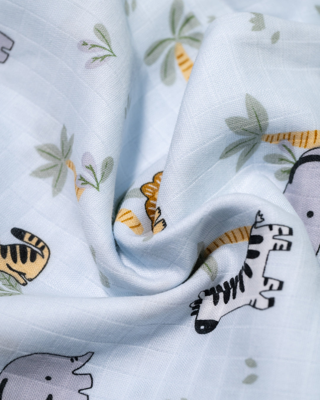 KOKOBARA 2 PCS Premium Muslin Animal Safari Night Suit | Ocean Blue
