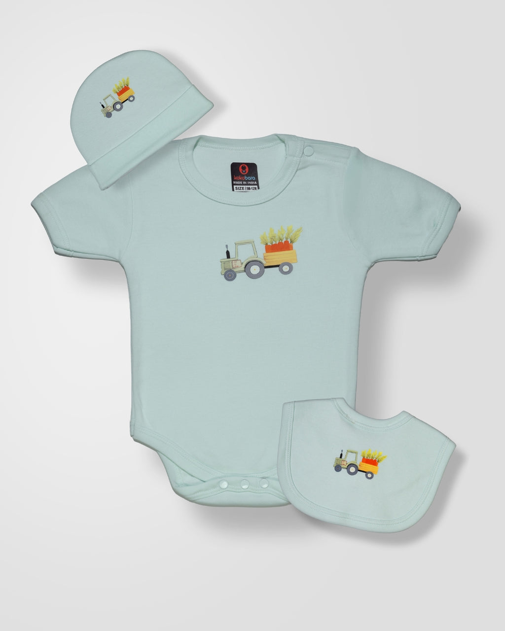 KOKOBARA Onesie Pure Cotton 3 PCS Set Farming Print | Green