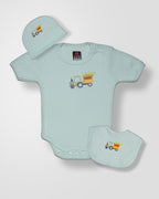 Kokobara Onesie Cotton 3 PCS Set Farming Print - Green front view