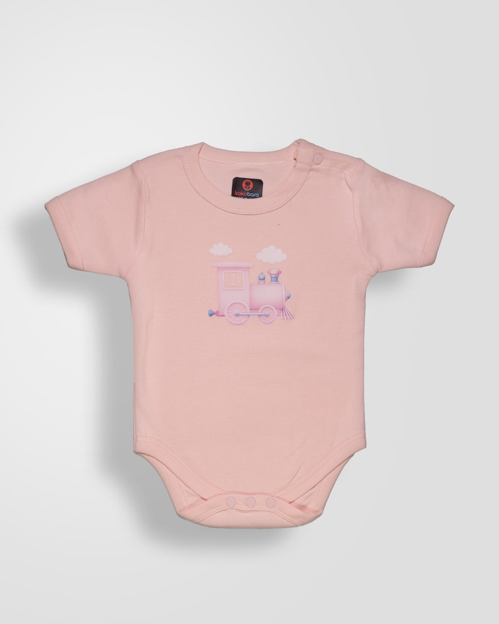 KOKOBARA Onesie Pure Cotton 3 PCS Set Train Print | Pink
