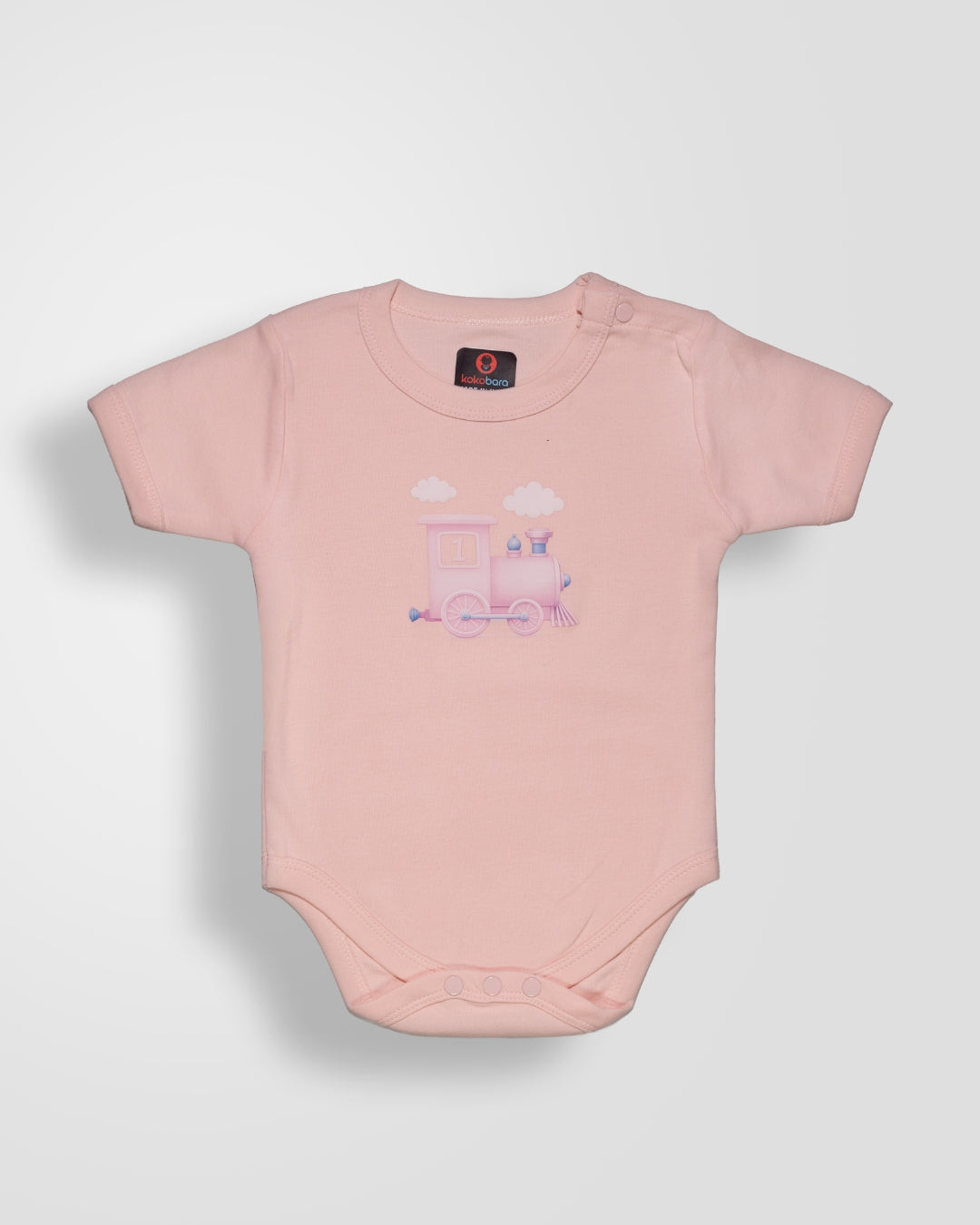 KOKOBARA Onesie Pure Cotton 3 PCS Set Train Print | Pink