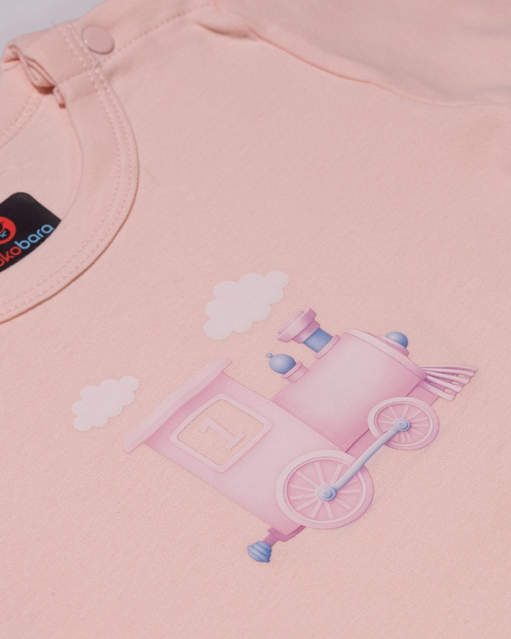 KOKOBARA Onesie Pure Cotton 3 PCS Set Train Print | Pink