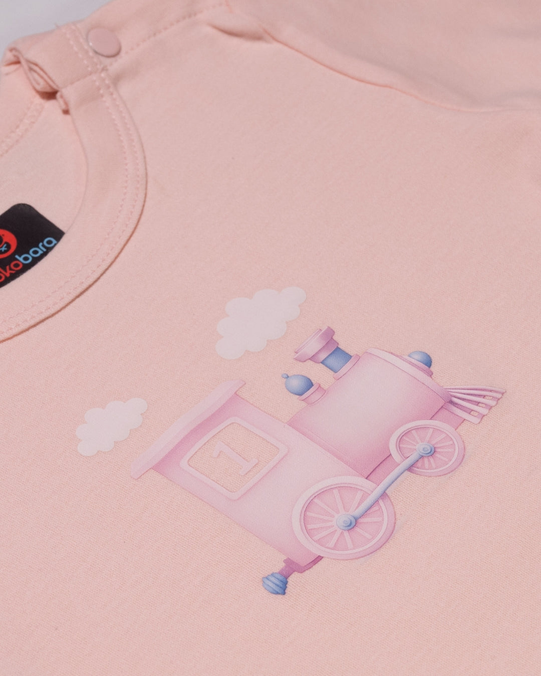 KOKOBARA Onesie Pure Cotton 3 PCS Set Train Print | Pink