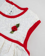 Kokobara The Rosebud Frock - White/Red close-up